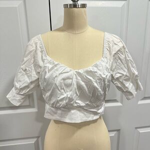 Elegant White Puff Sleeve Crop Top